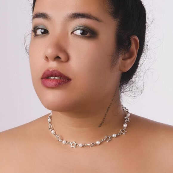 Star Imitation-Pearl Choker, Star Necklace Y2k, Emo Grunge Y2k Necklace, Christm - Picture 2 of 7